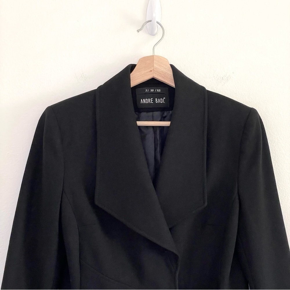 Andre Badi Wool Blend Belted Jacket Black XS - Small - Picture 6 of 16